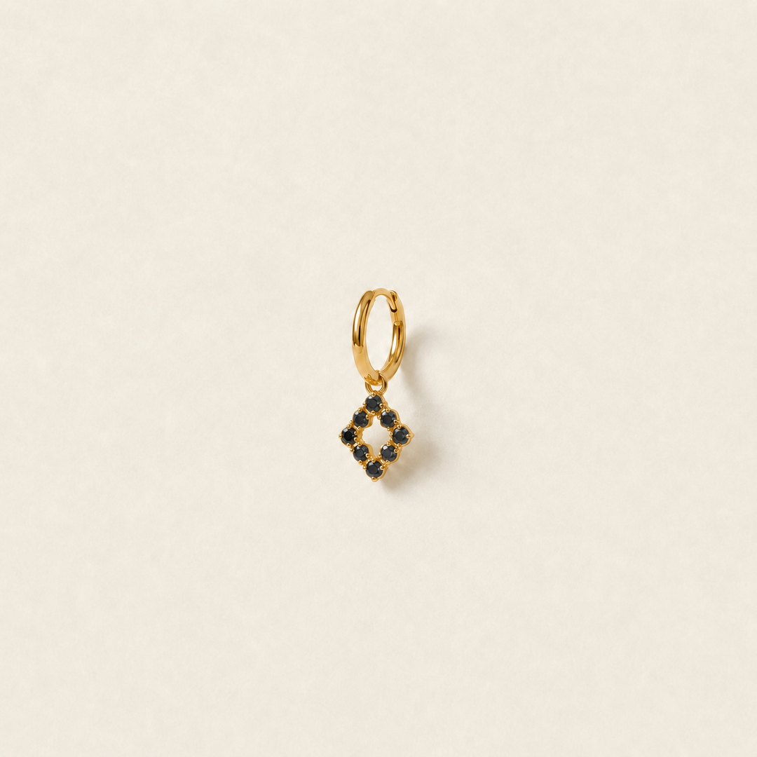 עגיל איבט משובץ, זהב 14 קראט