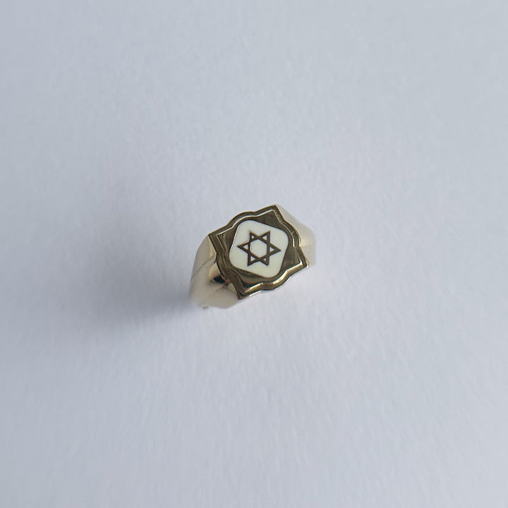 טבעת ראשל משולבת אמייל, זהב 14 קראט