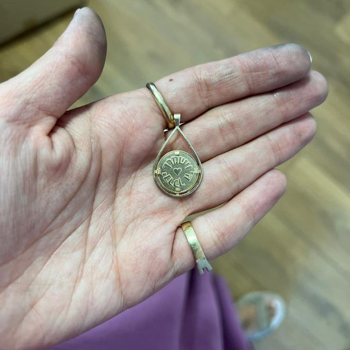 שרשרת עם מטבע מותאם אישית, זהב 14 קראט